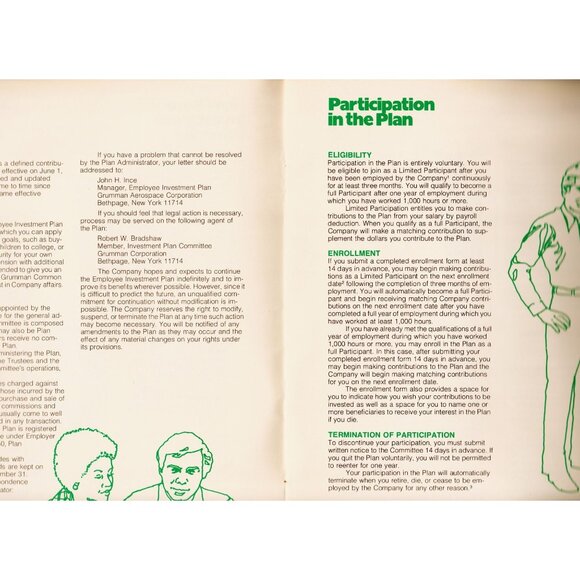 Grumman Employee Investment Plan Booklet 1970s 12pp Avg Wear, Green Cover - Picture 7 of 9